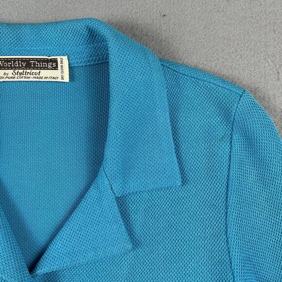 Worldly Things By Styltricot Knit Blazer Jacket Women’s 40 Light Blue Collared‎ - Picture 5 of 16